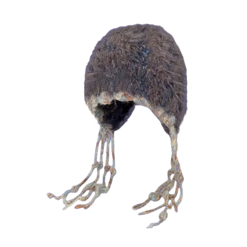 北极绒 韩版多巴胺撞色毛绒护耳帽秋冬防寒保暖百搭流苏雷锋帽手工编织 羊毛混纺 绒线帽 男女同款情侣款