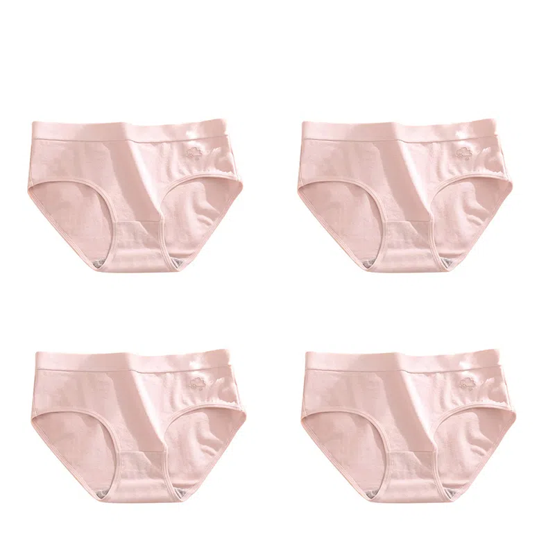棉基因 舒适柔软亲肤简约透气抑菌裆中腰高弹三角内裤 女款 组合装