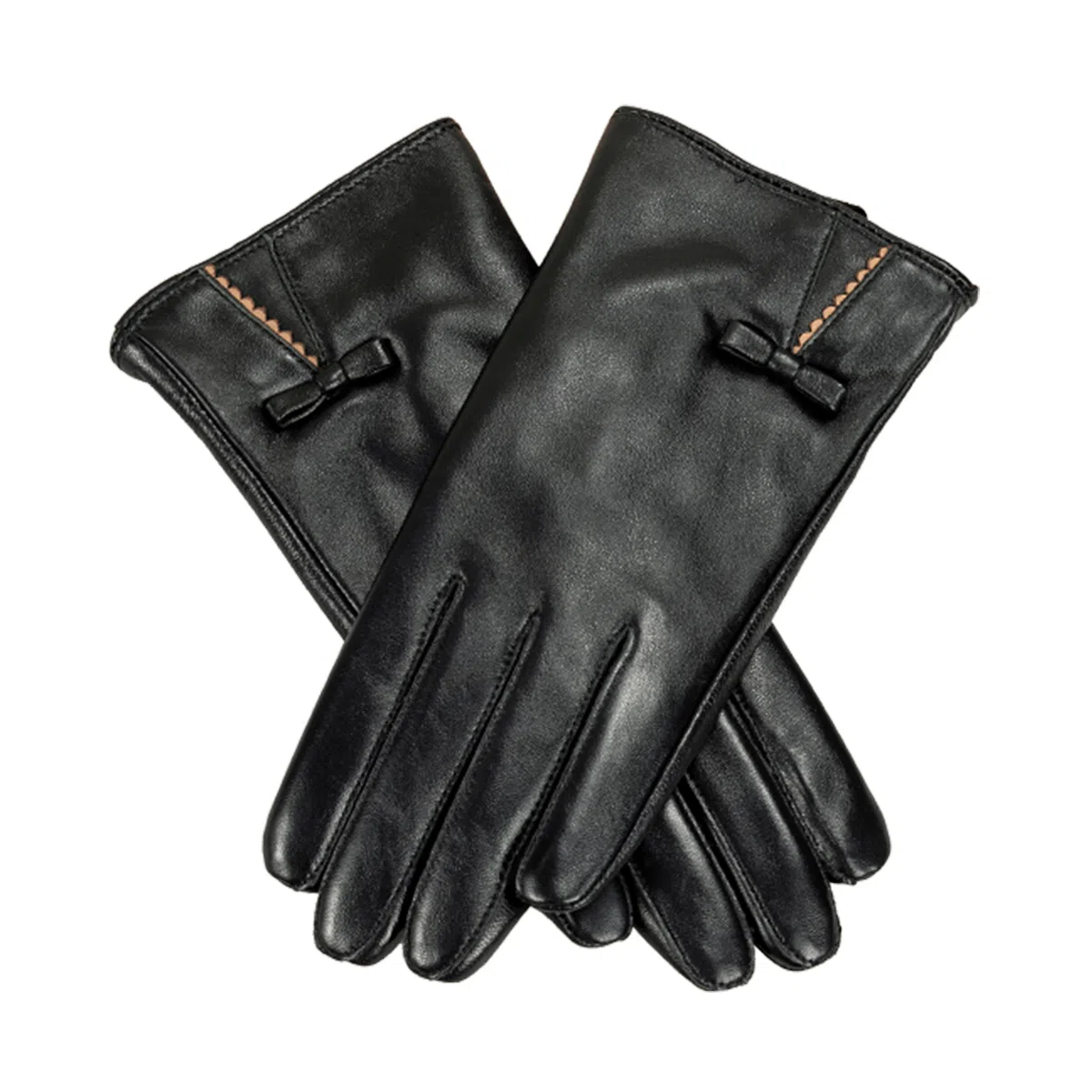 上海故事 真皮加绒加厚保暖外出骑行防风防寒防泼水可触屏 羊皮革 绒线手套 女款 黑色