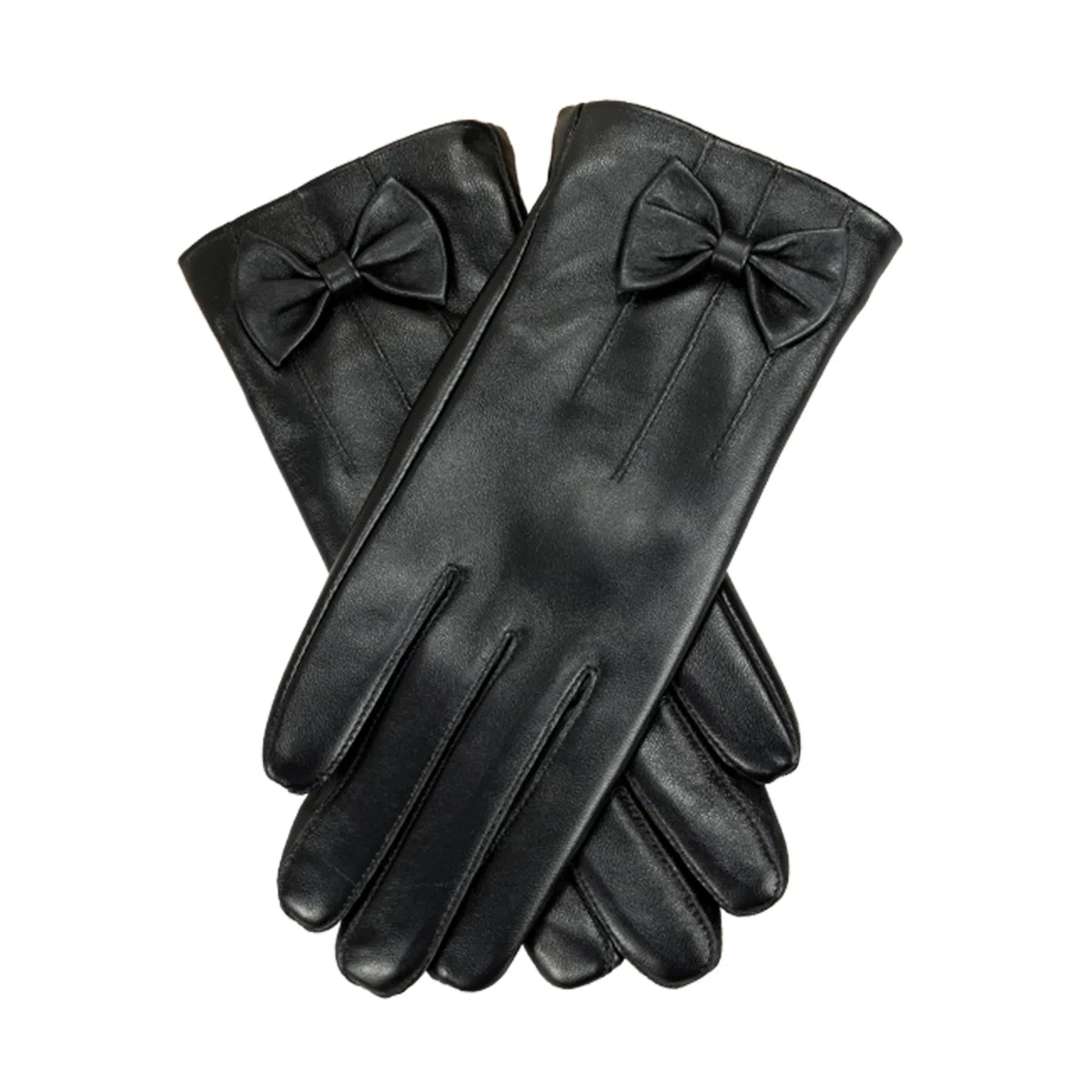 上海故事 真皮加绒加厚保暖外出骑行防风防寒防泼水可触屏 羊皮革 绒线手套 女款 黑色