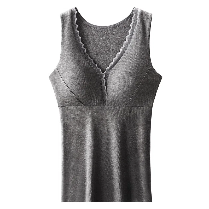 桔内 可外穿打底一体式固定罩杯磨毛保暖上装 女款