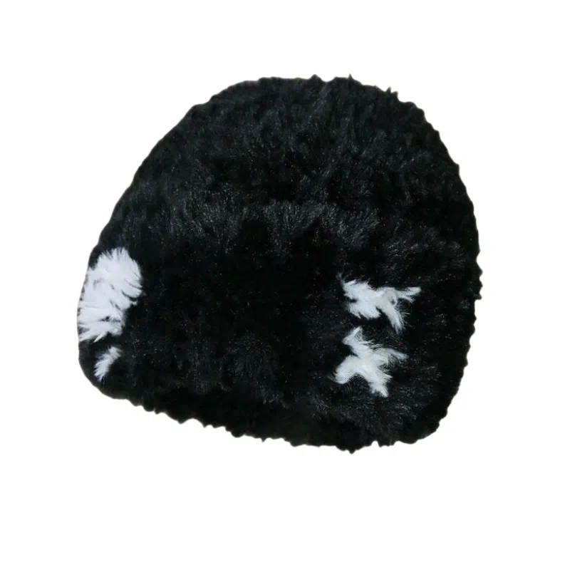 北极绒 韩系爱心大版毛绒冬季休闲百搭加厚保暖包头帽毛茸茸亲肤 聚酯纤维 绒线帽 男女同款情侣款