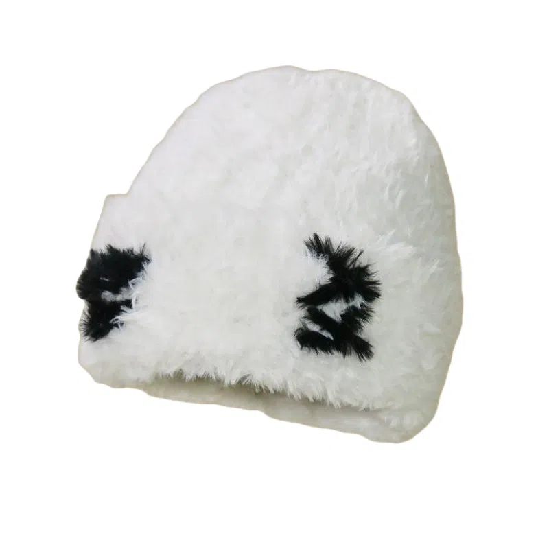 北极绒 韩系爱心大版毛绒冬季休闲百搭加厚保暖包头帽毛茸茸亲肤 聚酯纤维 绒线帽 男女同款情侣款