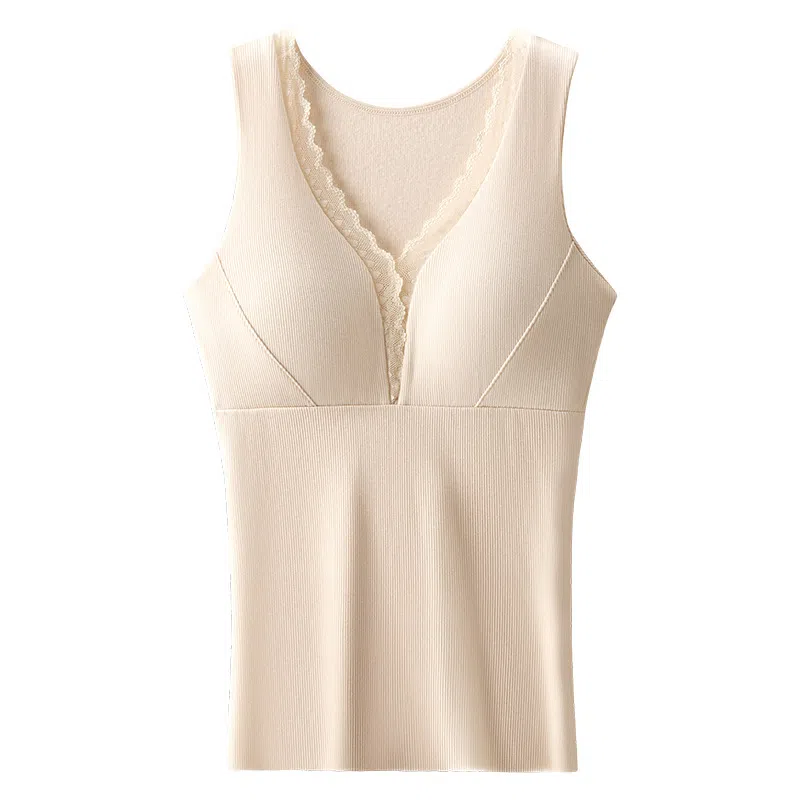 桔内 可外穿打底一体式固定罩杯磨毛保暖上装 女款