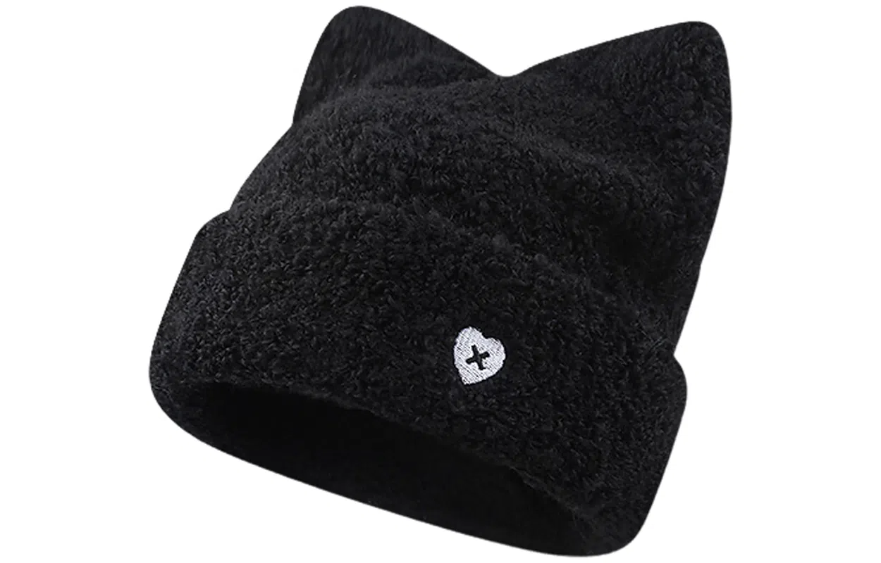 优幽兰 时尚百搭高级感加绒加厚毛绒帽韩系甜美可爱大头围显脸小毛线针织帽日系休闲简约纯色护耳保暖 聚酯纤维 绒线帽 女款