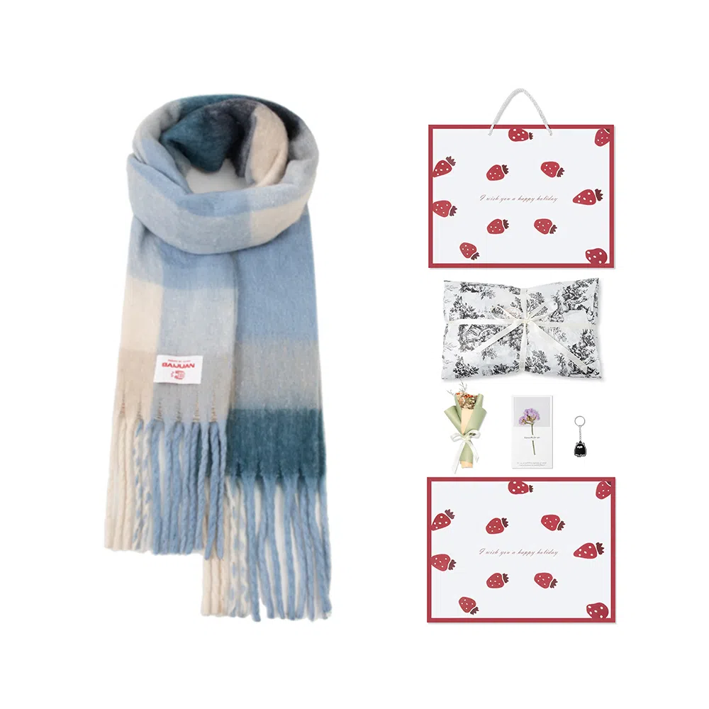 白卷 限定款马卡龙色保暖加厚 绒线围巾 女款