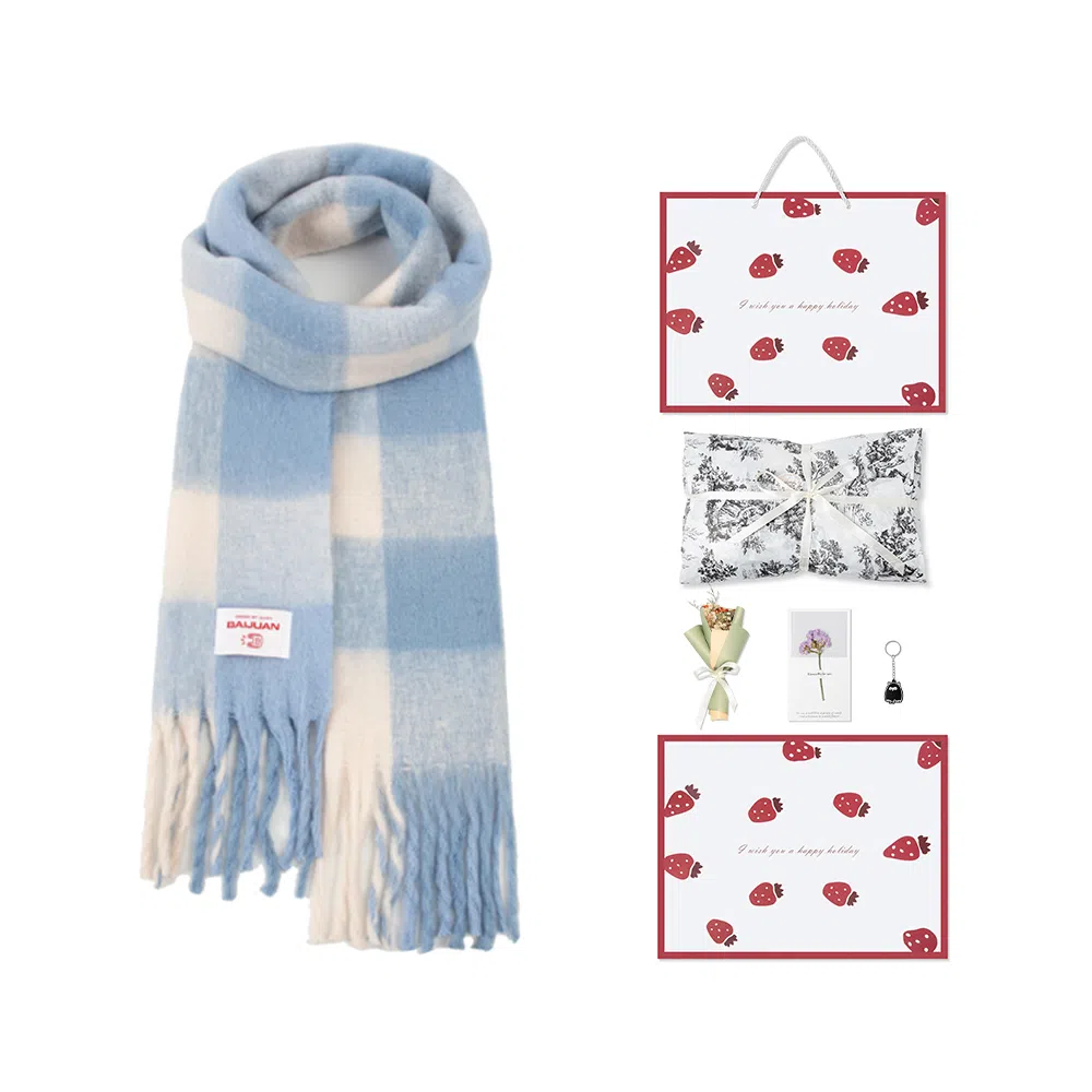 白卷 限定款马卡龙色保暖加厚 绒线围巾 女款