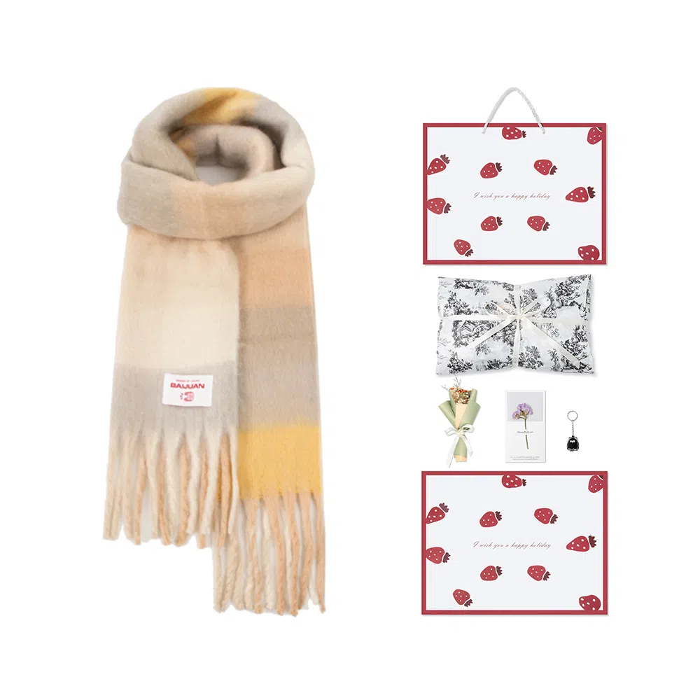 白卷 限定款马卡龙色保暖加厚 绒线围巾 女款