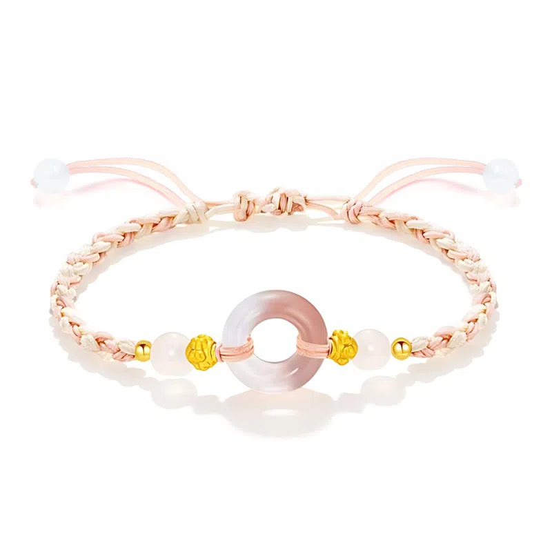 零界 如意平安五彩绳 岁岁平安扣新中式转运珠 国风小众拼接两色设计感手工编绳 琉璃 玉石手链 男女同款情侣款