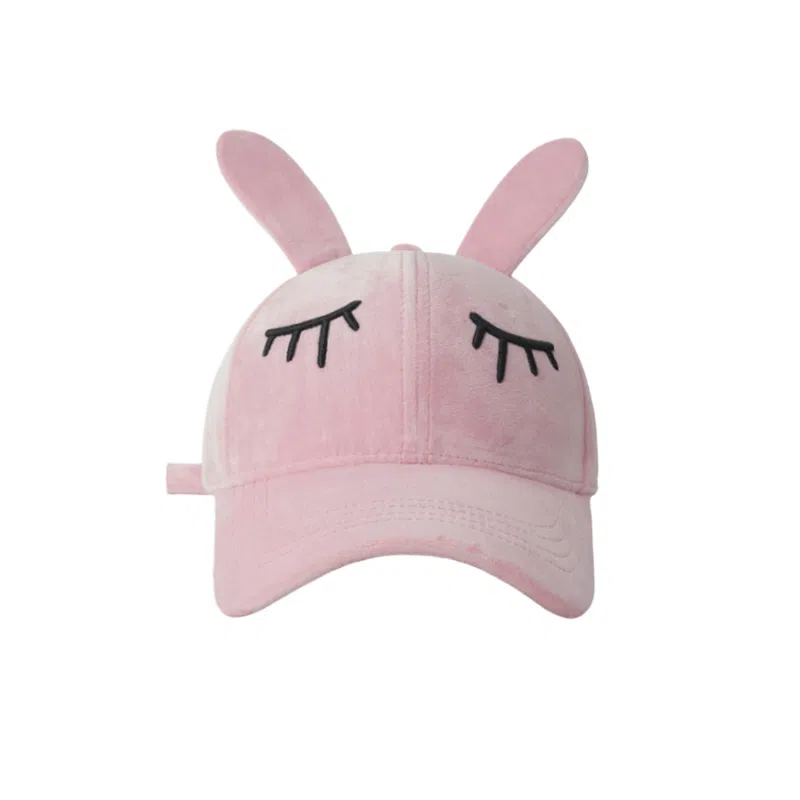 尚先生 甜美可爱兔耳朵棒球帽秋冬季韩版学院风丝绒保暖 涤纶 鸭舌帽 女款