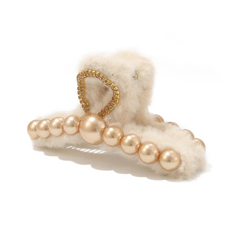 如花梦 韩版 秋冬鲨鱼夹后脑勺发勺发量多盘 可爱毛绒抓夹 亚克力 发夹 女款