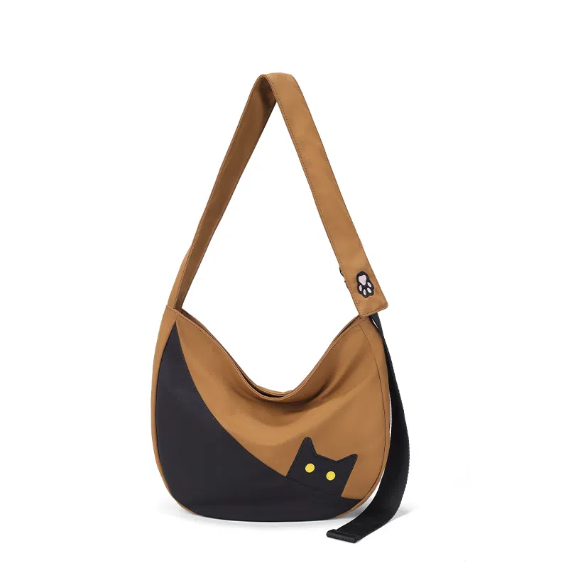NOXXON Nylon Crossbody Bag Caramel Brown/Off-White