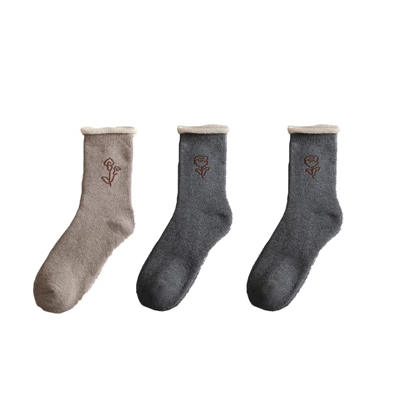 棉基因 加绒加厚抑菌吸汗中筒袜 女款 组合装