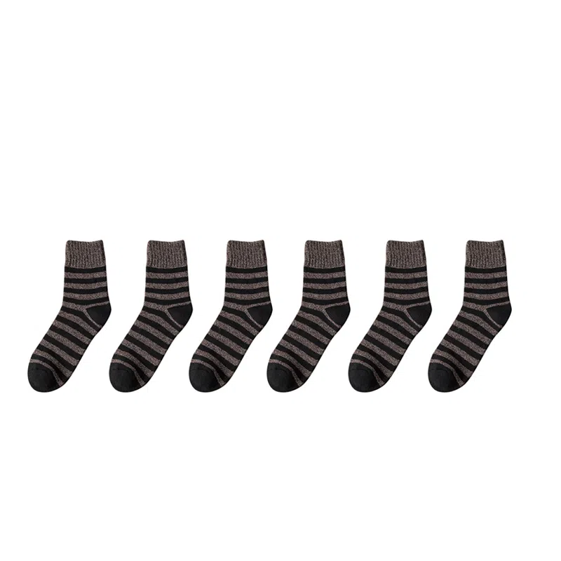 棉基因 舒适透气加绒加厚保暖亲肤毛圈中筒袜 男款 组合装