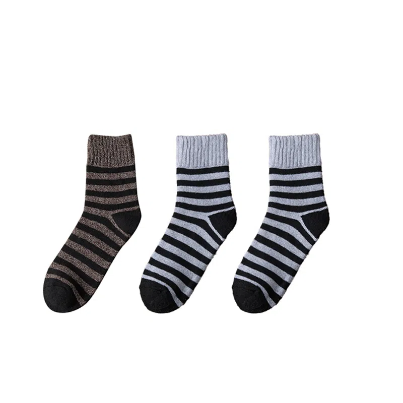 棉基因 舒适透气加绒加厚保暖亲肤毛圈中筒袜 男款 组合装