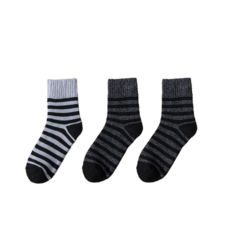 棉基因 舒适透气加绒加厚保暖亲肤毛圈中筒袜 男款 组合装
