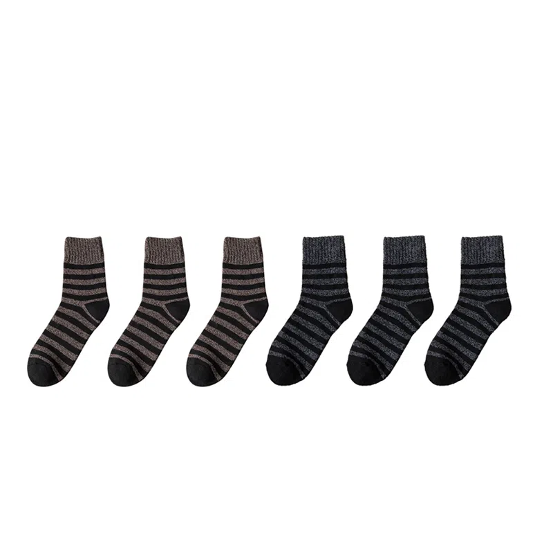 棉基因 舒适透气加绒加厚保暖亲肤毛圈中筒袜 男款 组合装
