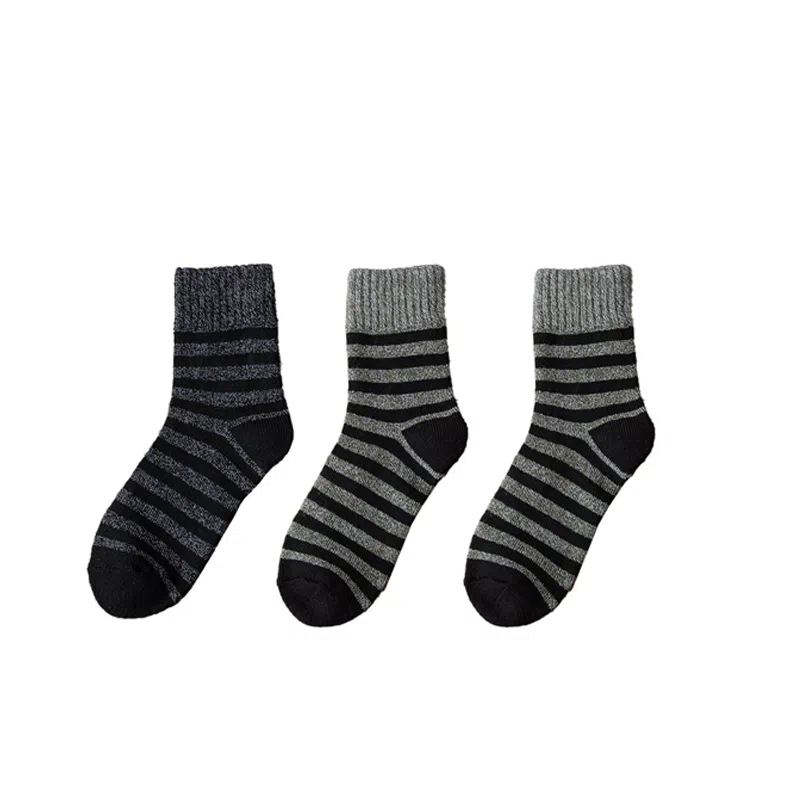 棉基因 舒适透气加绒加厚保暖亲肤毛圈中筒袜 男款 组合装