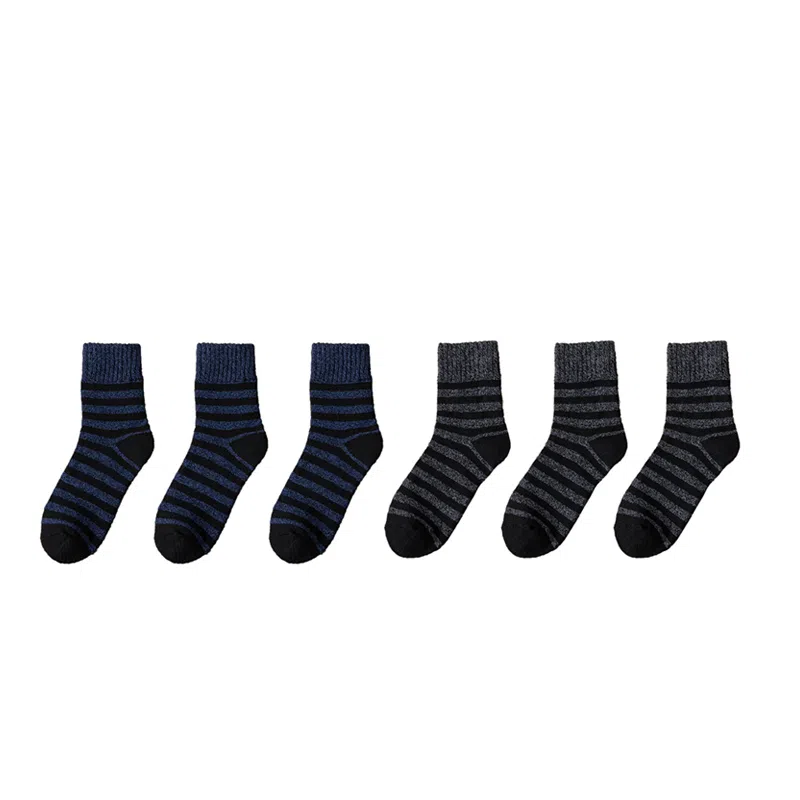 棉基因 舒适透气加绒加厚保暖亲肤毛圈中筒袜 男款 组合装