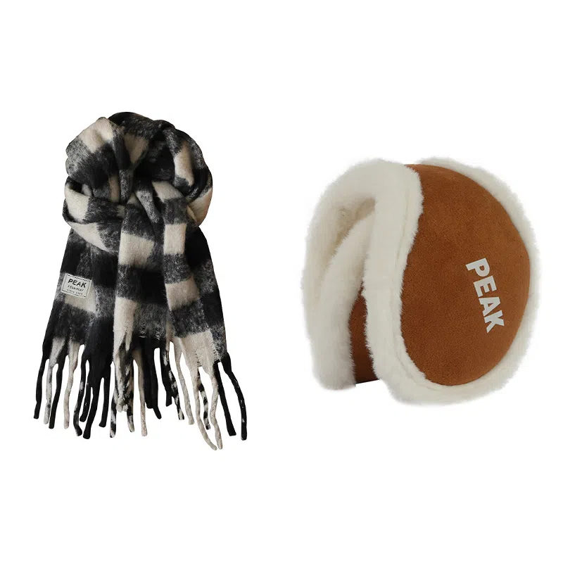 匹克 流苏保暖毛绒护耳韩系 涤纶 绒线围巾 男女同款情侣款