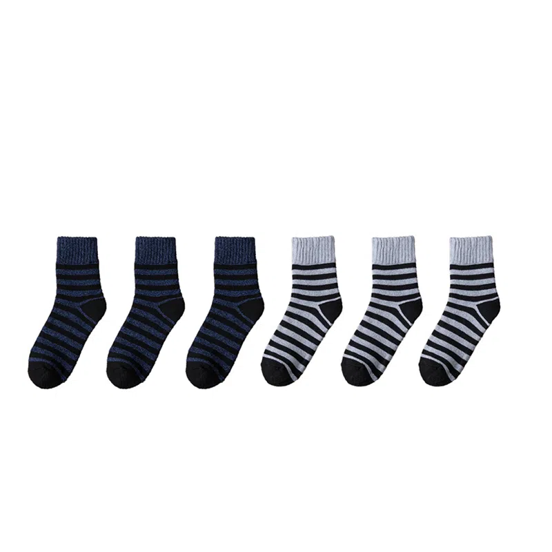 棉基因 舒适透气加绒加厚保暖亲肤毛圈中筒袜 男款 组合装