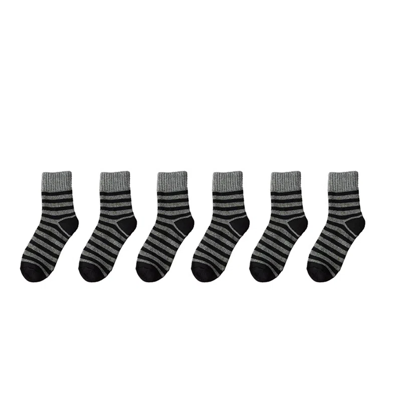 棉基因 舒适透气加绒加厚保暖亲肤毛圈中筒袜 男款 组合装