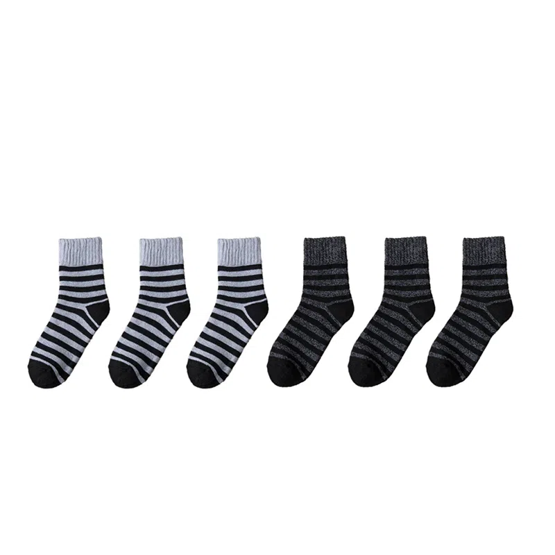 棉基因 舒适透气加绒加厚保暖亲肤毛圈中筒袜 男款 组合装