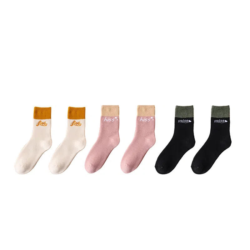 棉基因 毛圈加厚防寒保暖简约中筒袜 女款 组合装