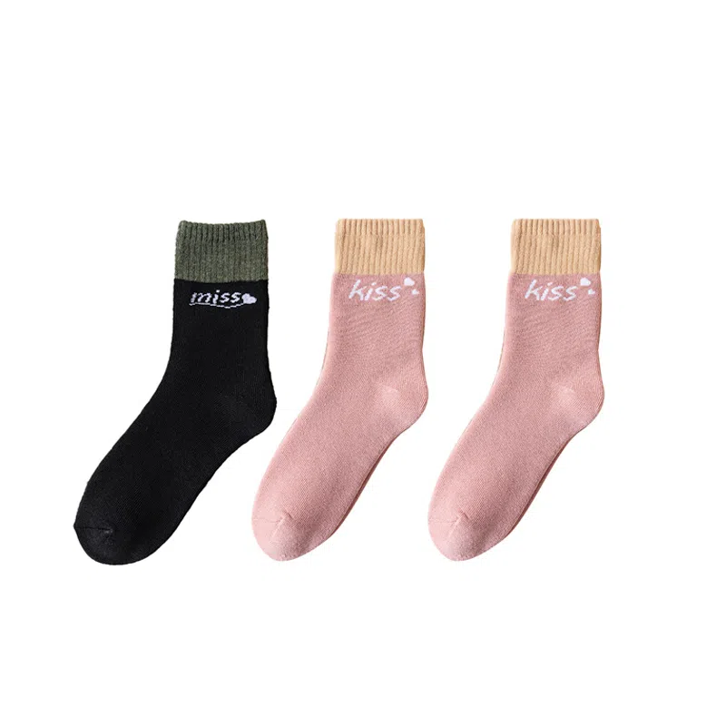 棉基因 加厚毛圈防寒保暖简约中筒袜 女款 组合装