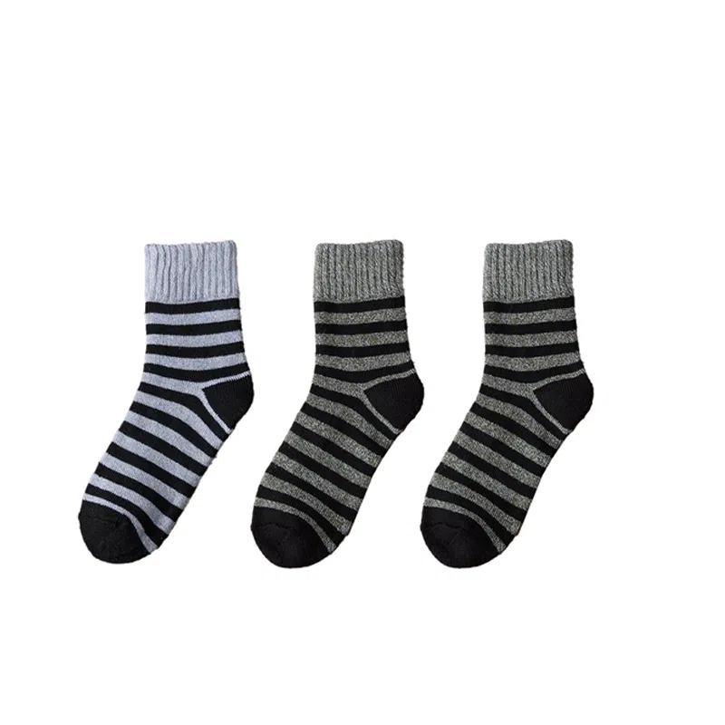棉基因 舒适透气加绒加厚保暖亲肤毛圈中筒袜 男款 组合装