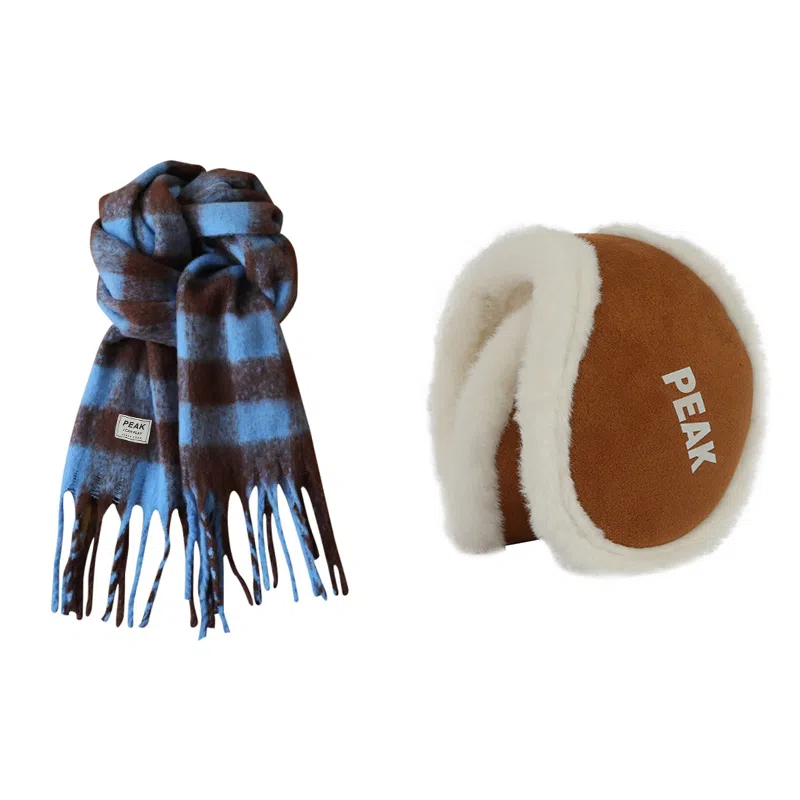 匹克 流苏保暖毛绒护耳韩系 涤纶 绒线围巾 男女同款情侣款