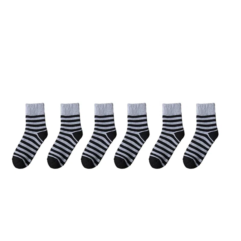 棉基因 舒适透气加绒加厚保暖亲肤毛圈中筒袜 男款 组合装