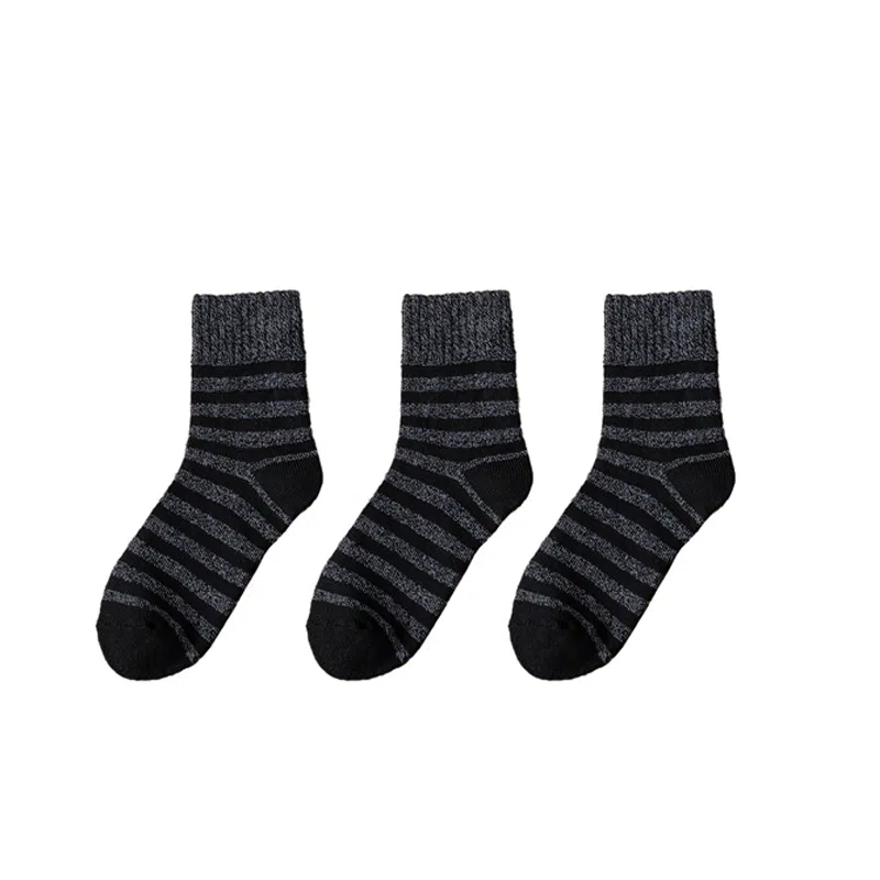 棉基因 舒适透气加绒加厚保暖亲肤毛圈中筒袜 男款 组合装