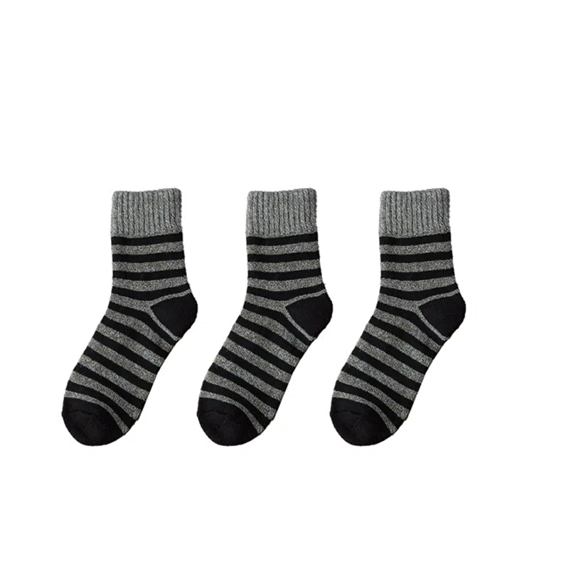 棉基因 舒适透气加绒加厚保暖亲肤毛圈中筒袜 男款 组合装