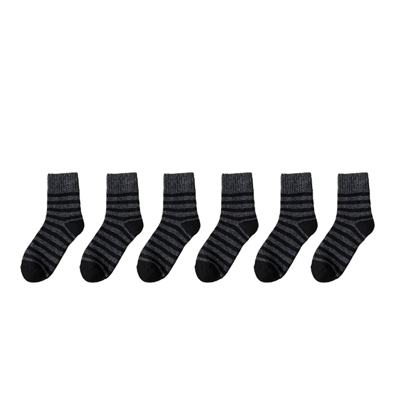棉基因 舒适透气加绒加厚保暖亲肤毛圈中筒袜 男款 组合装