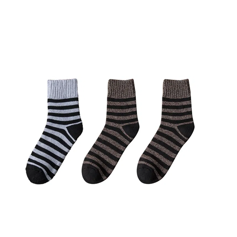 棉基因 舒适透气加绒加厚保暖亲肤毛圈中筒袜 男款 组合装