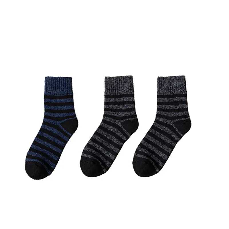 棉基因 舒适透气加绒加厚保暖亲肤毛圈中筒袜 男款 组合装