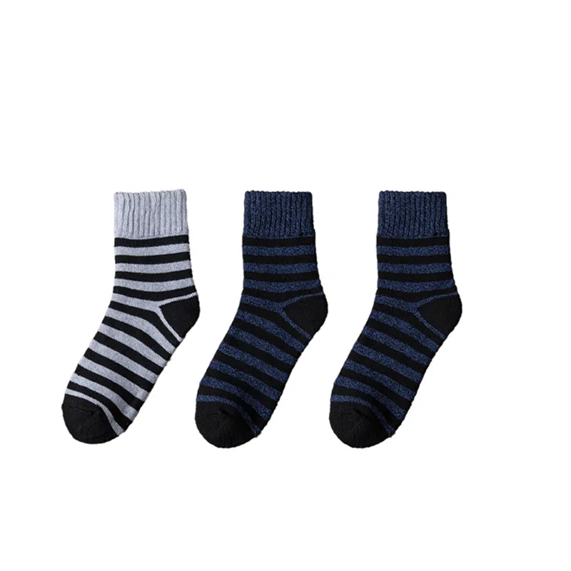 棉基因 舒适透气加绒加厚保暖亲肤毛圈中筒袜 男款 组合装