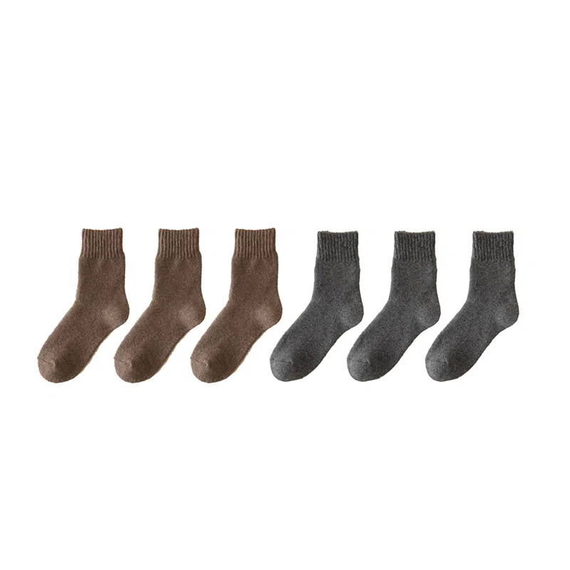 棉基因 抗寒保暖加厚款毛巾袜防寒毛圈中筒袜 男款 组合装