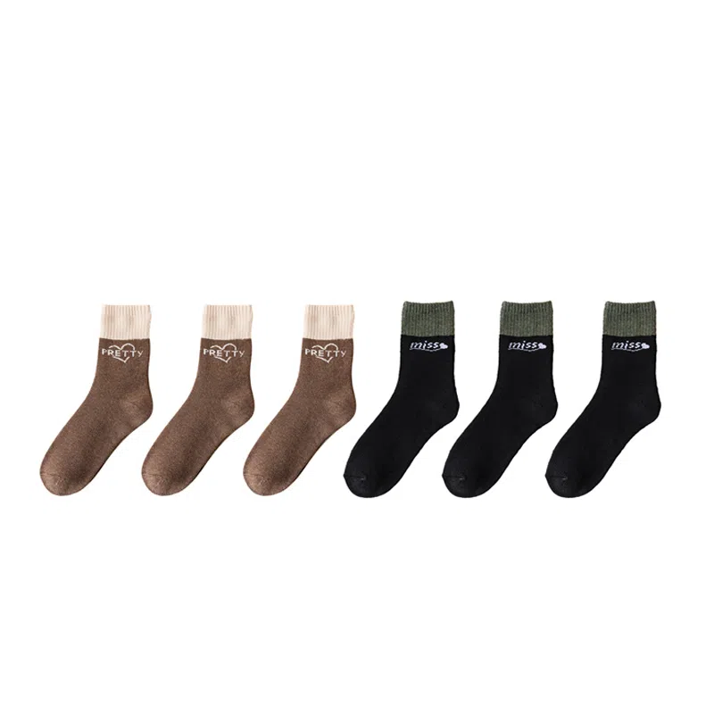 棉基因 毛圈加厚防寒保暖简约中筒袜 女款 组合装