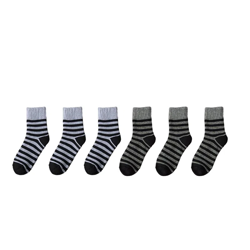 棉基因 舒适透气加绒加厚保暖亲肤毛圈中筒袜 男款 组合装