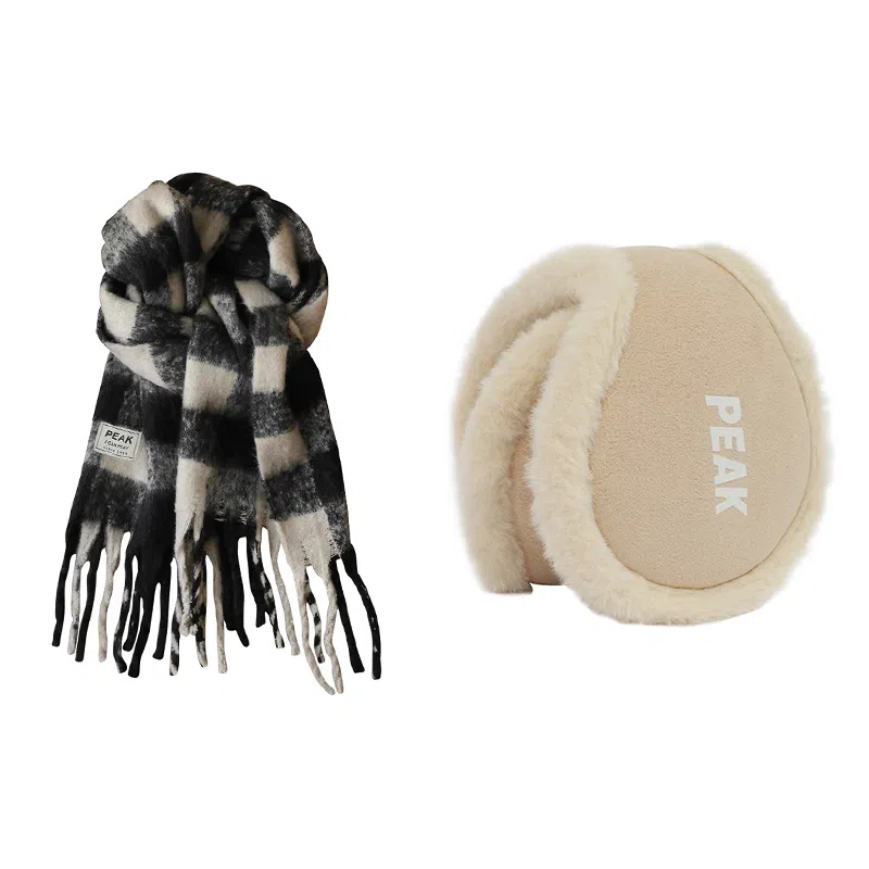 匹克 流苏保暖毛绒护耳韩系 涤纶 绒线围巾 男女同款情侣款