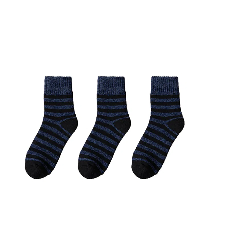 棉基因 舒适透气加绒加厚保暖亲肤毛圈中筒袜 男款 组合装