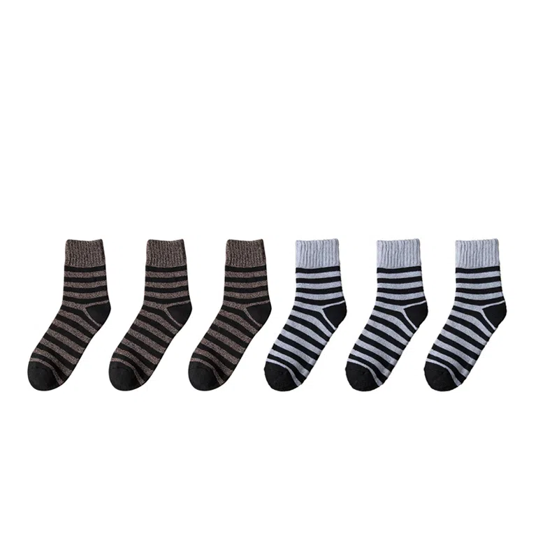 棉基因 舒适透气加厚加绒保暖亲肤毛圈中筒袜 男款 组合装