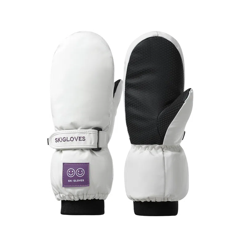 俞兆林 男女童保暖加厚滑雪防寒防泼水冬季户外玩雪防冻包指简约小学生骑车 加绒 手套 儿童款