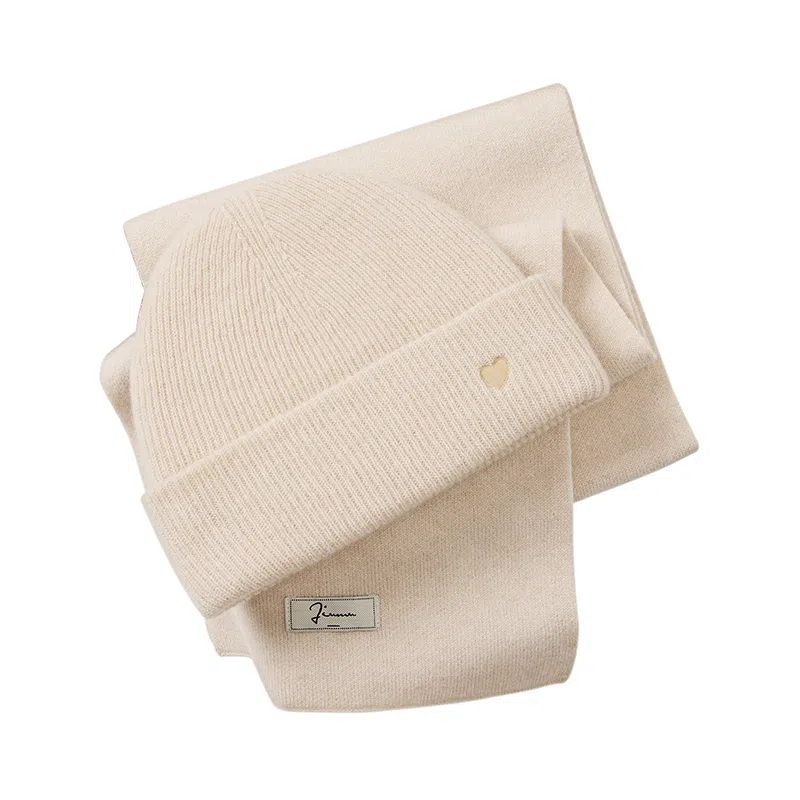 玖慕 毛绒两件套装秋冬女朋友生日送礼保暖精致礼盒 绵羊毛 绒线围巾 女款