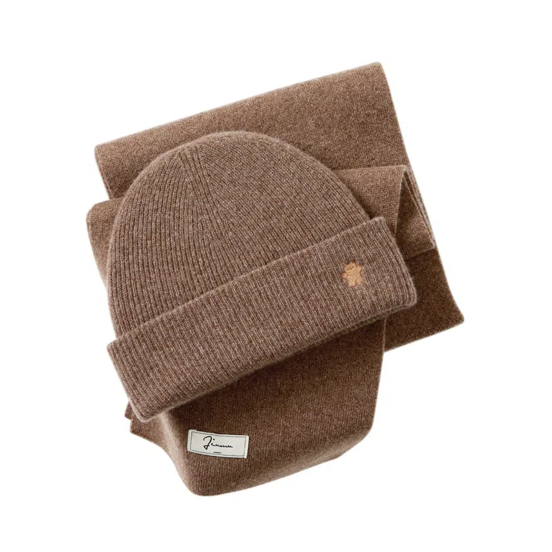 玖慕 毛绒两件套装秋冬女朋友生日送礼保暖精致礼盒 绵羊毛 绒线围巾 女款