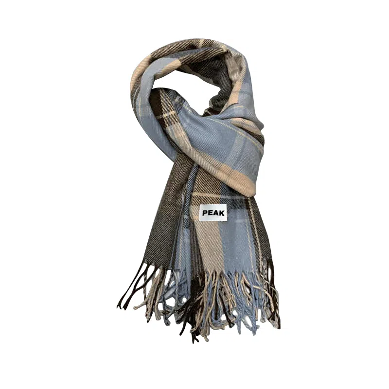 匹克 秋冬美拉德色系经典格子简约百搭通勤流苏 绒线围巾 男女同款情侣款