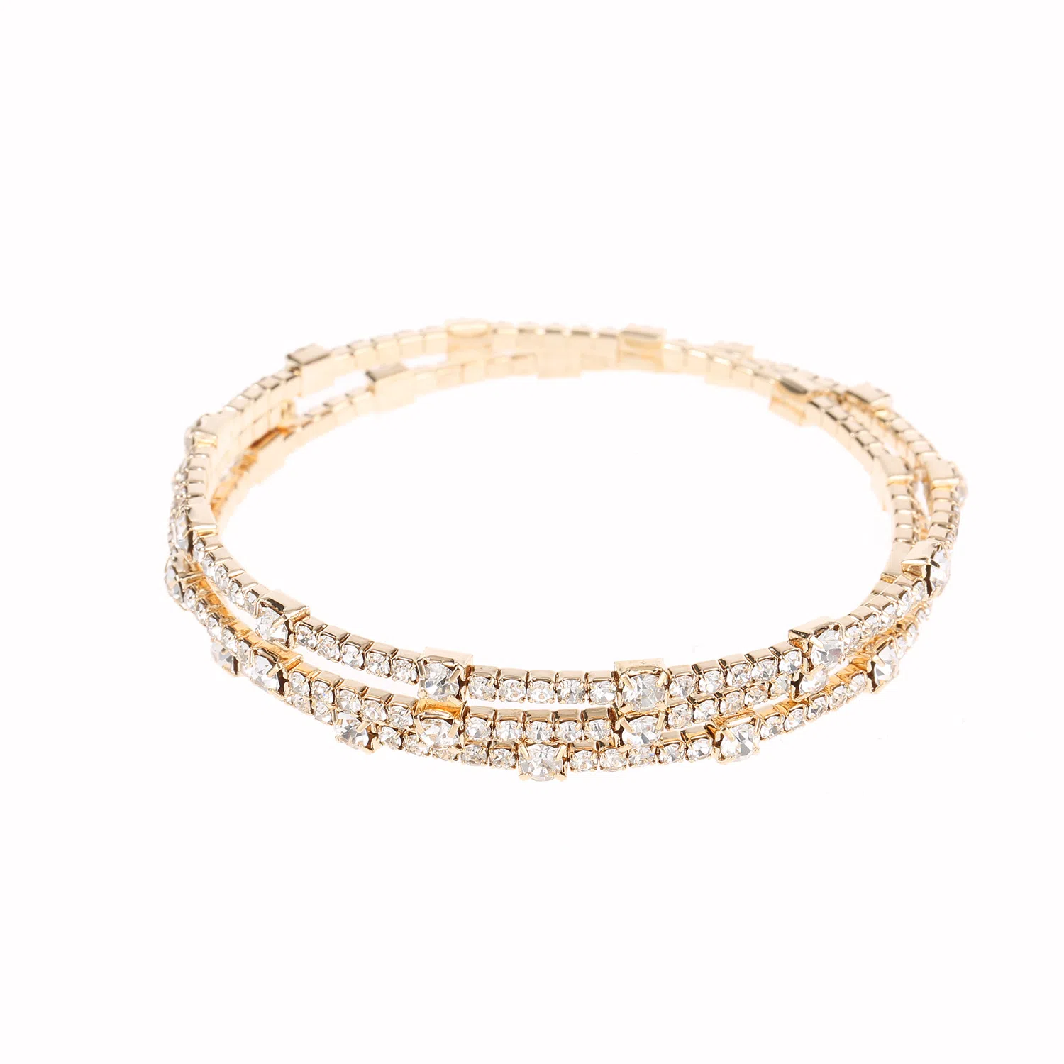 好银坊 <三层环绕>多层叠戴 简约时尚轻奢百搭气质小众设计 铜合金 手镯 女款