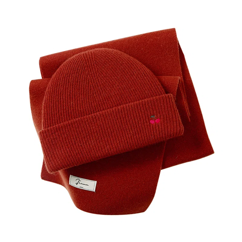 玖慕 毛绒两件套装秋冬女朋友生日送礼保暖精致礼盒 绵羊毛 绒线围巾 女款